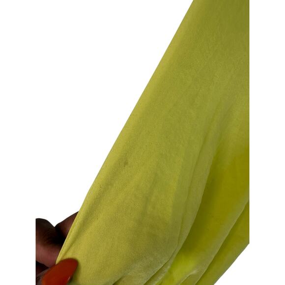 Kobi Halperin Neon Yellow Office Work Satin Farryn Tie Neck Blouse Size Medium - Picture 6 of 11